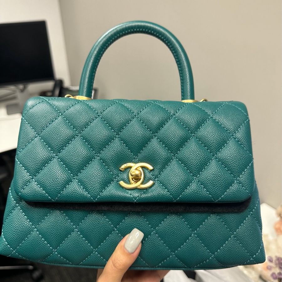 Chanel Coco Handle Small 荔枝牛皮寶石綠色(不包twilly)-5