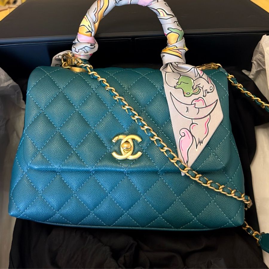 Chanel Coco Handle Small 荔枝牛皮寶石綠色(不包twilly)-6