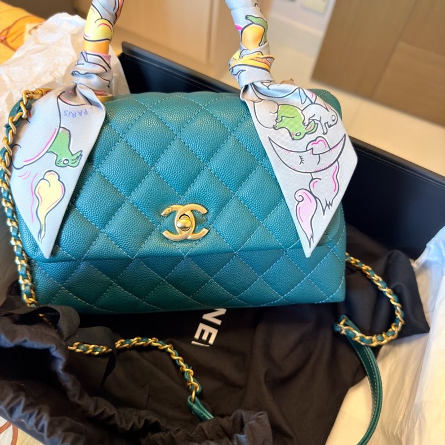 Chanel Coco Handle Small 荔枝牛皮寶石綠色(不包twilly)-7
