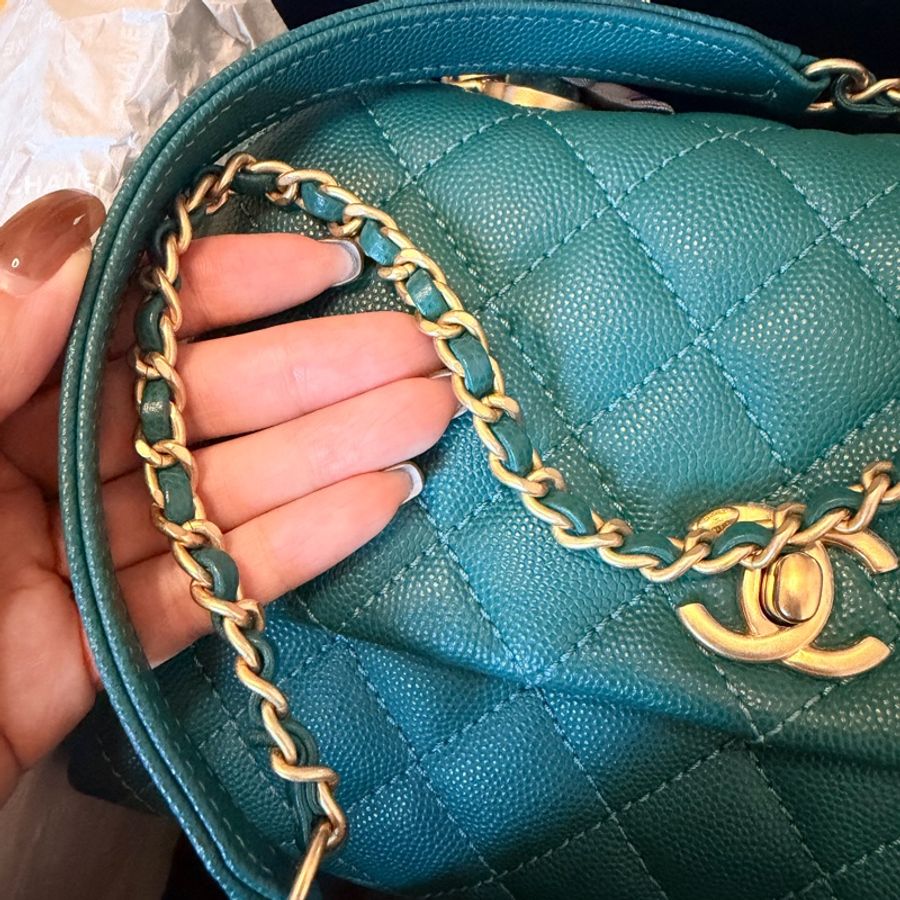 Chanel Coco Handle Small 荔枝牛皮寶石綠色(不包twilly)-21