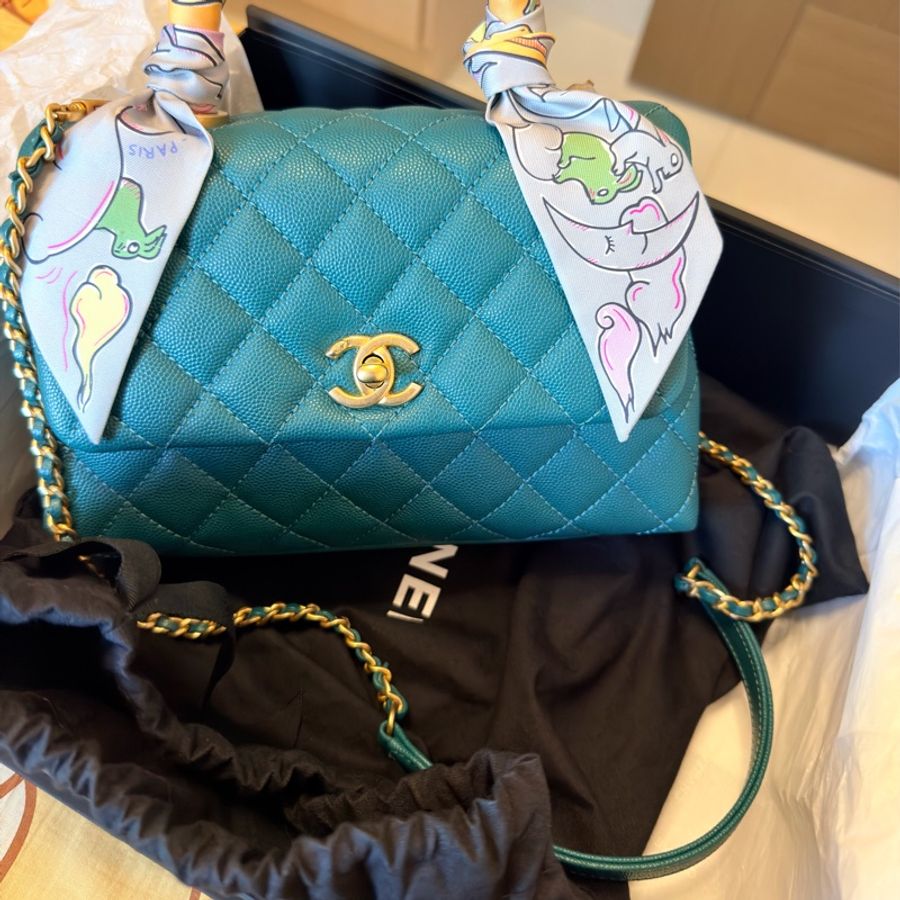 Chanel Coco Handle Small 荔枝牛皮寶石綠色(不包twilly)-24