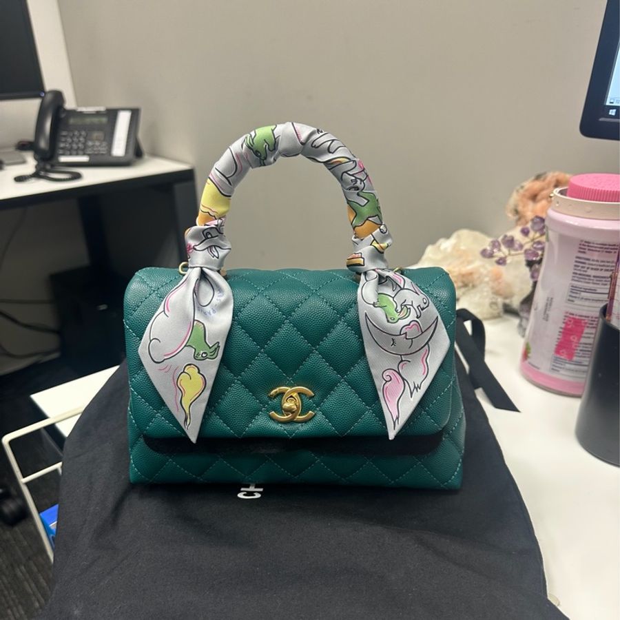 Chanel Coco Handle Small 荔枝牛皮寶石綠色(不包twilly)-28