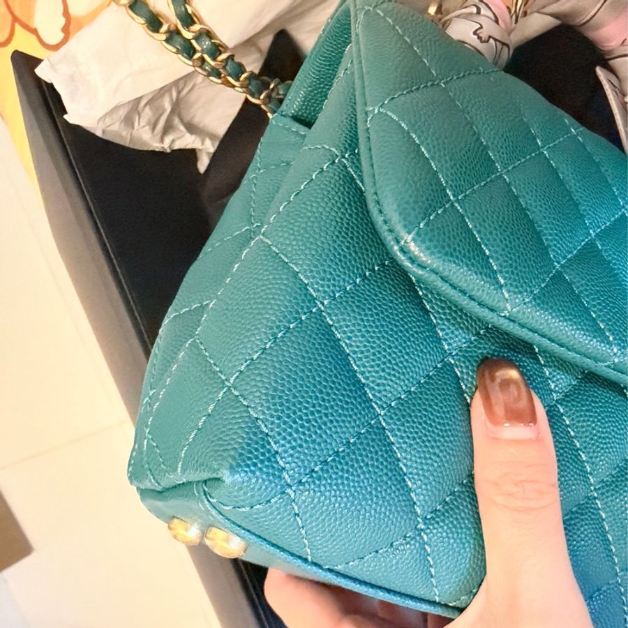 Chanel Coco Handle Small 荔枝牛皮寶石綠色(不包twilly)-29
