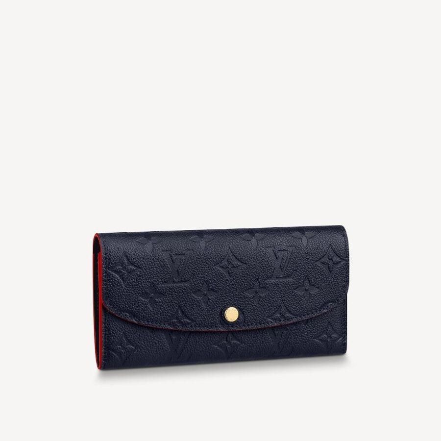 Louis Vuitton - 海軍藍牛皮壓紋下蓋四卡Emilie長夾-1