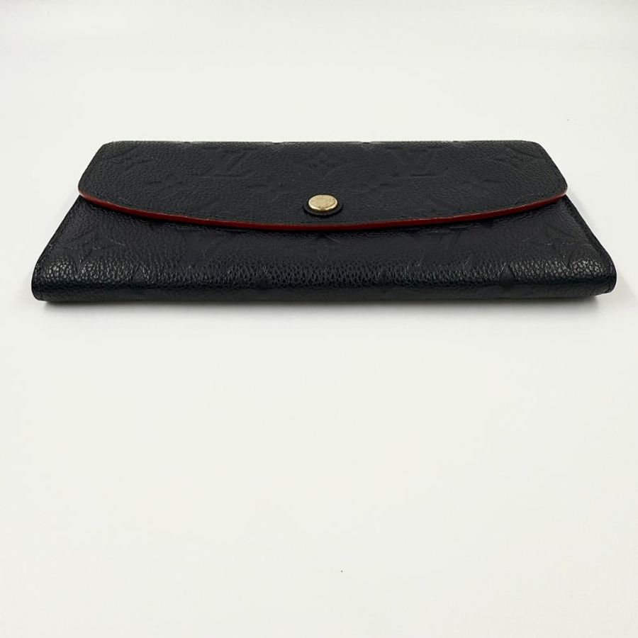 Louis Vuitton - 海軍藍牛皮壓紋下蓋四卡Emilie長夾-3