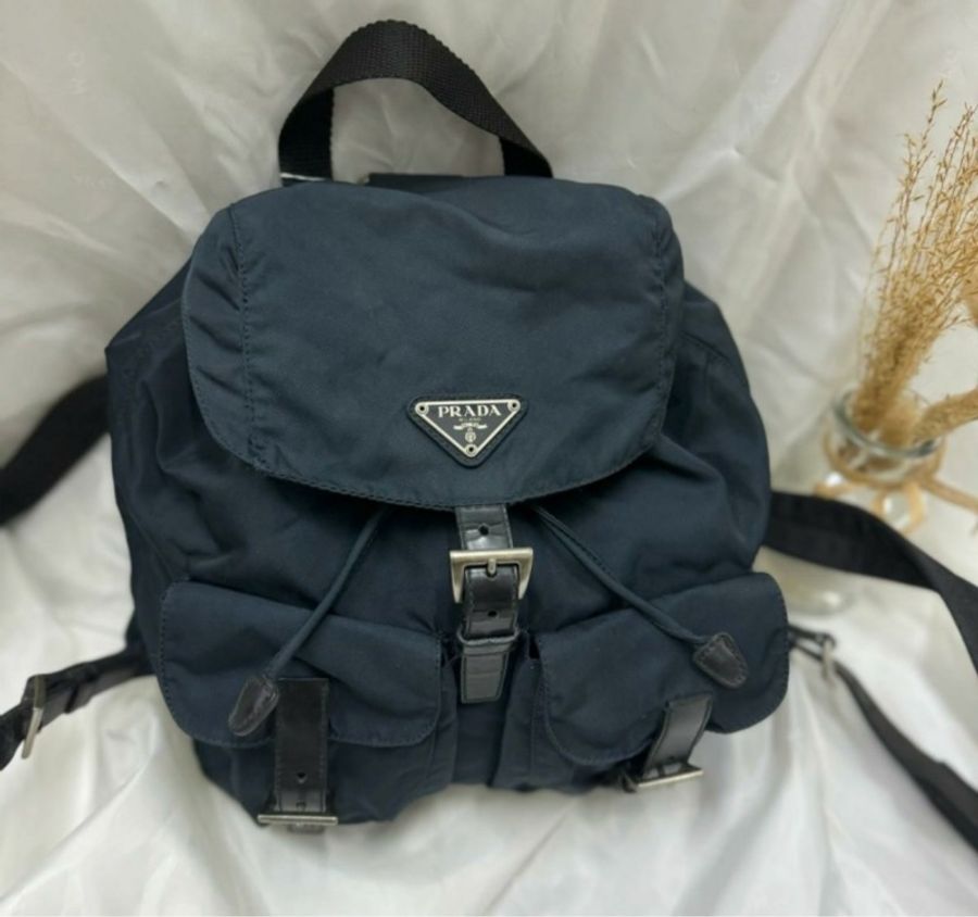 Prada Classic Nylon Backpack Prada 經典專櫃熱賣款帆布背包 海軍藍色背包 PRADA 背包-8