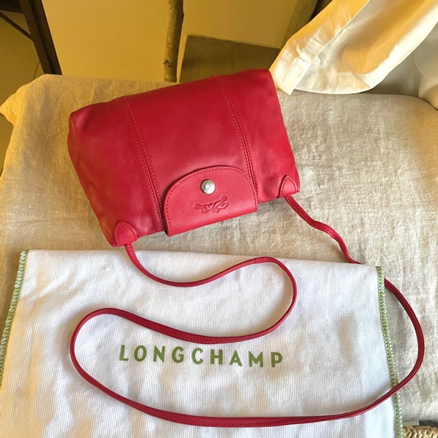 🍎優惠中🍎Longchamp超輕羊皮小包紅20cm🍎似WOC/錢包/卡包/手機包/手拿包/腋下包/斜背/側背/手拿🍎瀟🍎正品🍎旅行購物隨身-0
