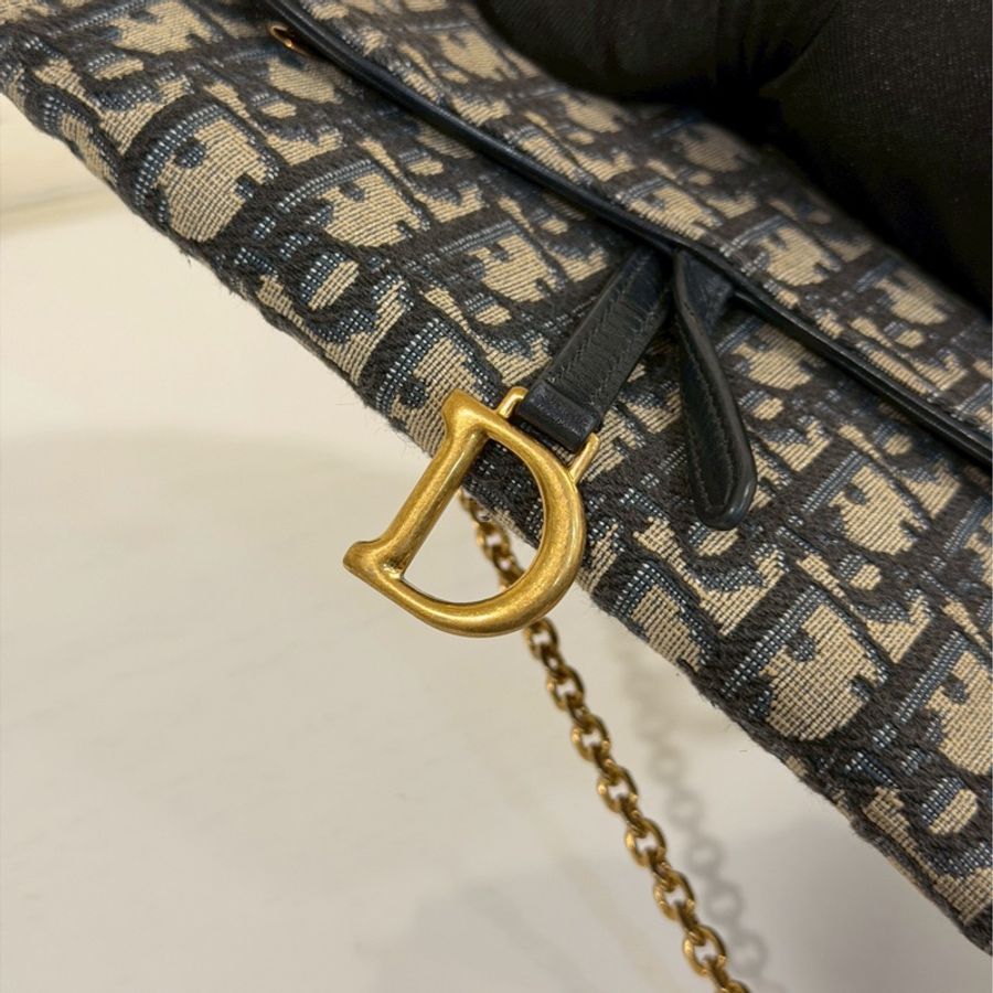 絕美日常款✨99新🆕Dior迪奧老花Saddle小號woc單肩斜挎包-16