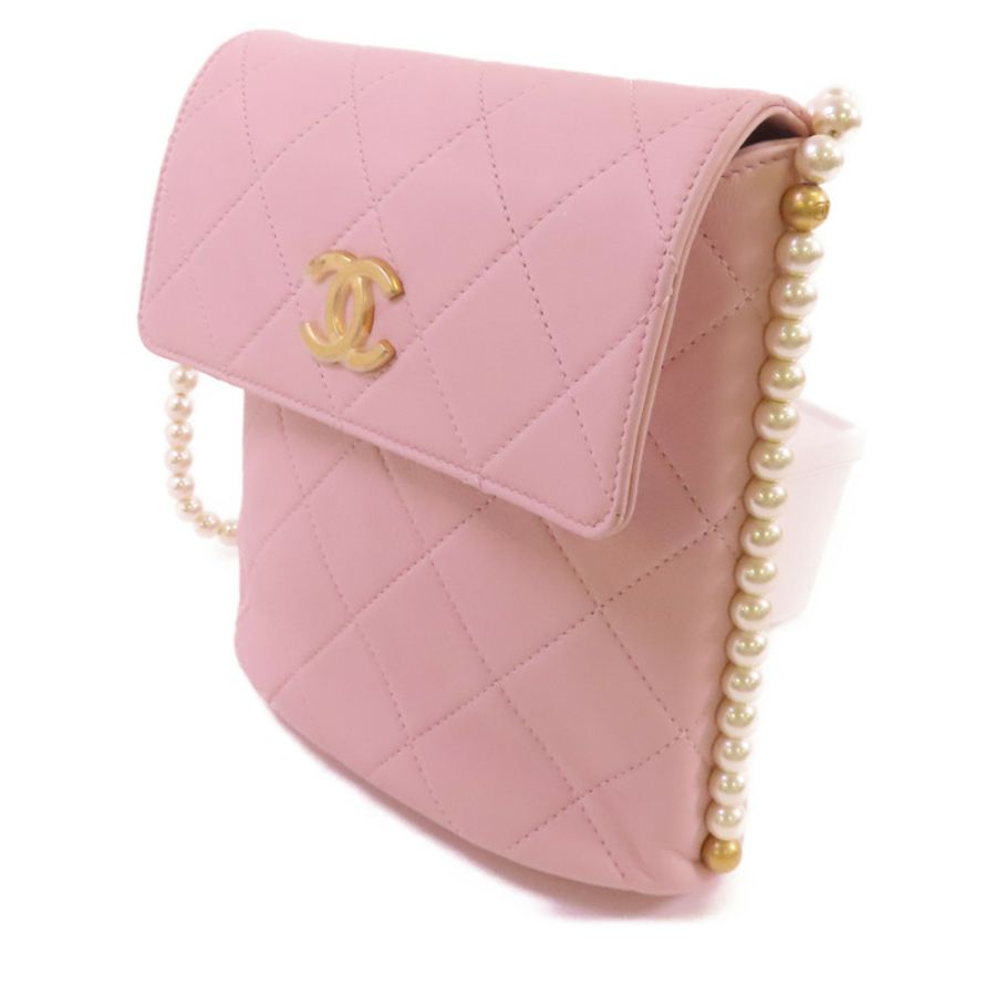 CHANEL 牛皮皮革Chain Shoulder金扣肩背袋-3