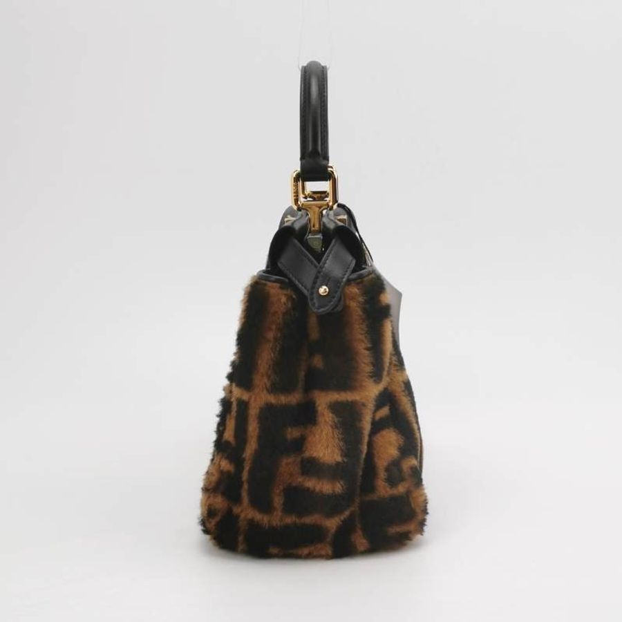Fendi Peekaboo躲貓貓迷你羊皮雙F老花扭鎖扭鎖斜挎包單肩包-2