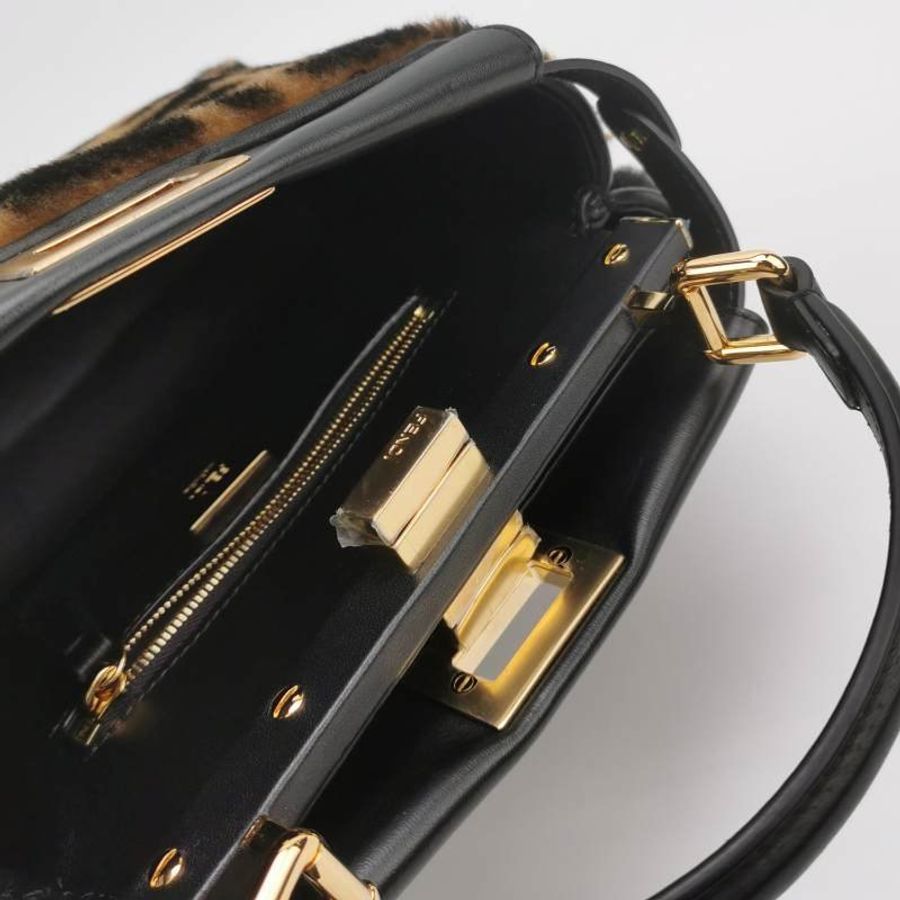 Fendi Peekaboo躲貓貓迷你羊皮雙F老花扭鎖扭鎖斜挎包單肩包-6