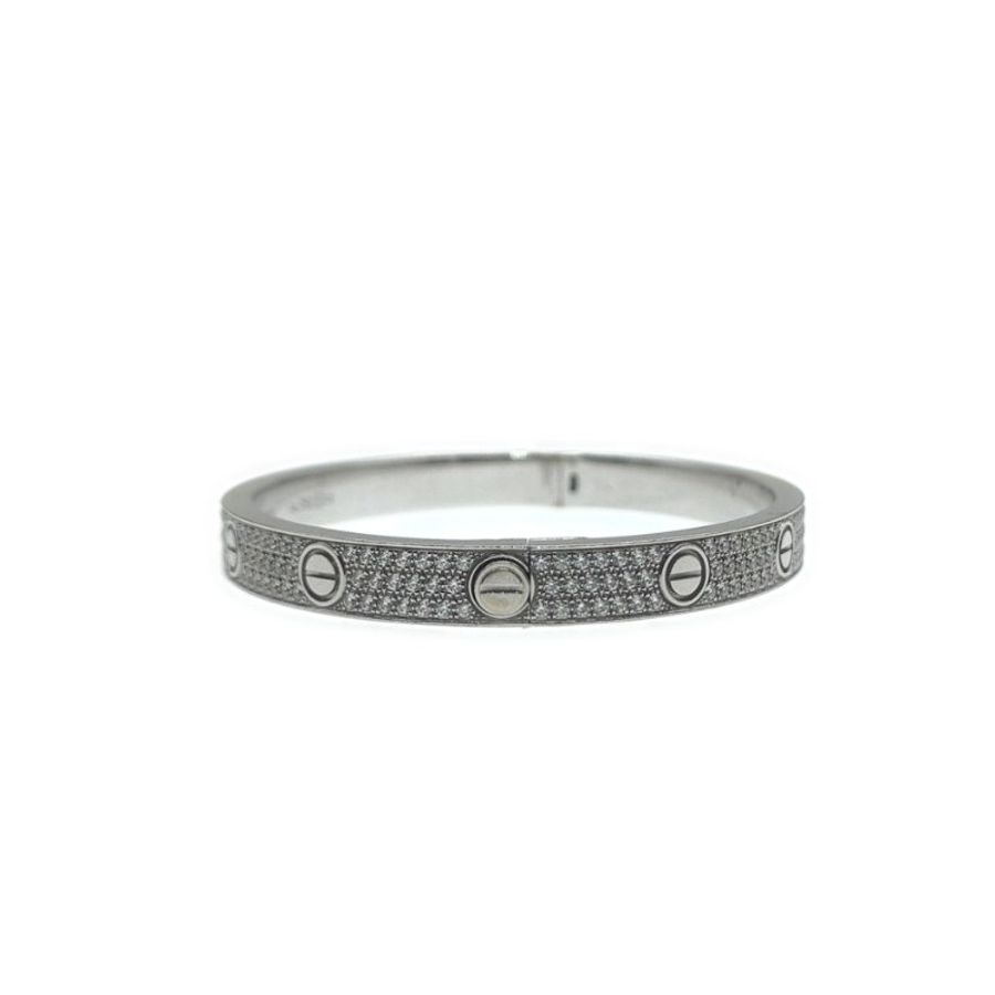 Cartier 卡地亞 Love 18K白金 寬版滿天星鑽石手環 Size 18 Bracelet-3