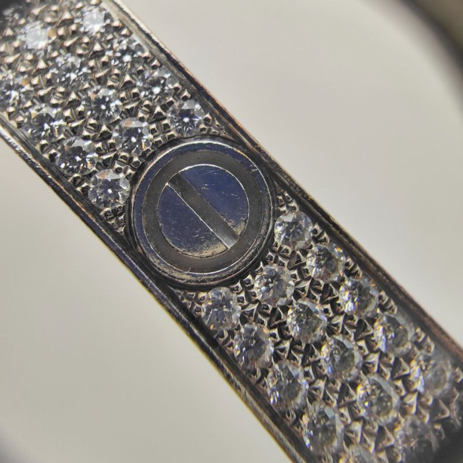 Cartier 卡地亞 Love 18K白金 寬版滿天星鑽石手環 Size 18 Bracelet-4