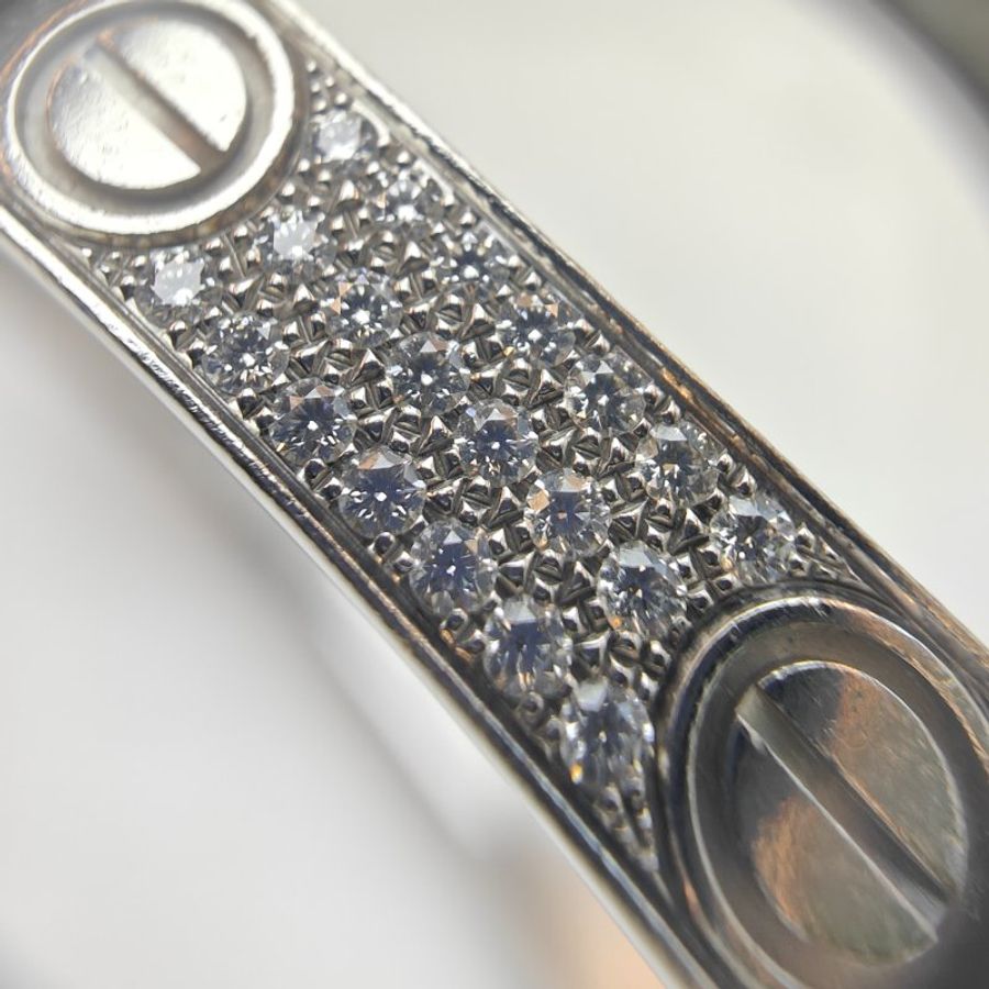 Cartier 卡地亞 Love 18K白金 寬版滿天星鑽石手環 Size 18 Bracelet-6