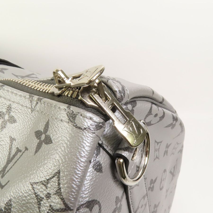 LOUIS VUITTON Mono Metallic Silver Keepall 50 Bandoulie銀扣手挽肩背兩用袋-8