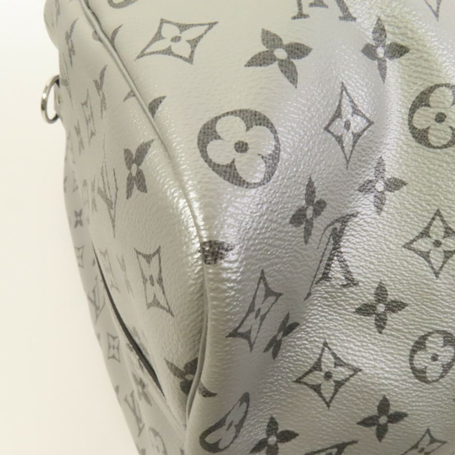 LOUIS VUITTON Mono Metallic Silver Keepall 50 Bandoulie銀扣手挽肩背兩用袋-15