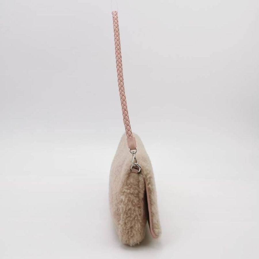 Miu Miu Miu Crystal系列羊皮毛絨珩縫鑽飾單肩包-3