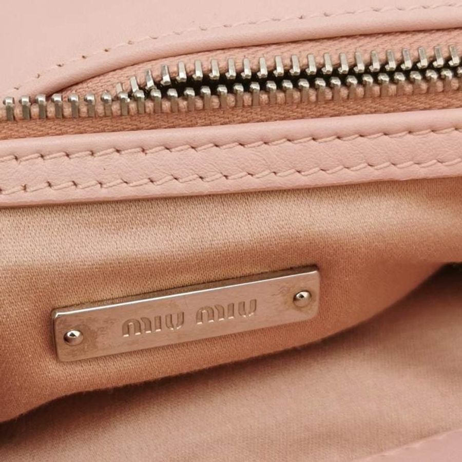 Miu Miu Miu Crystal系列羊皮毛絨珩縫鑽飾單肩包-7