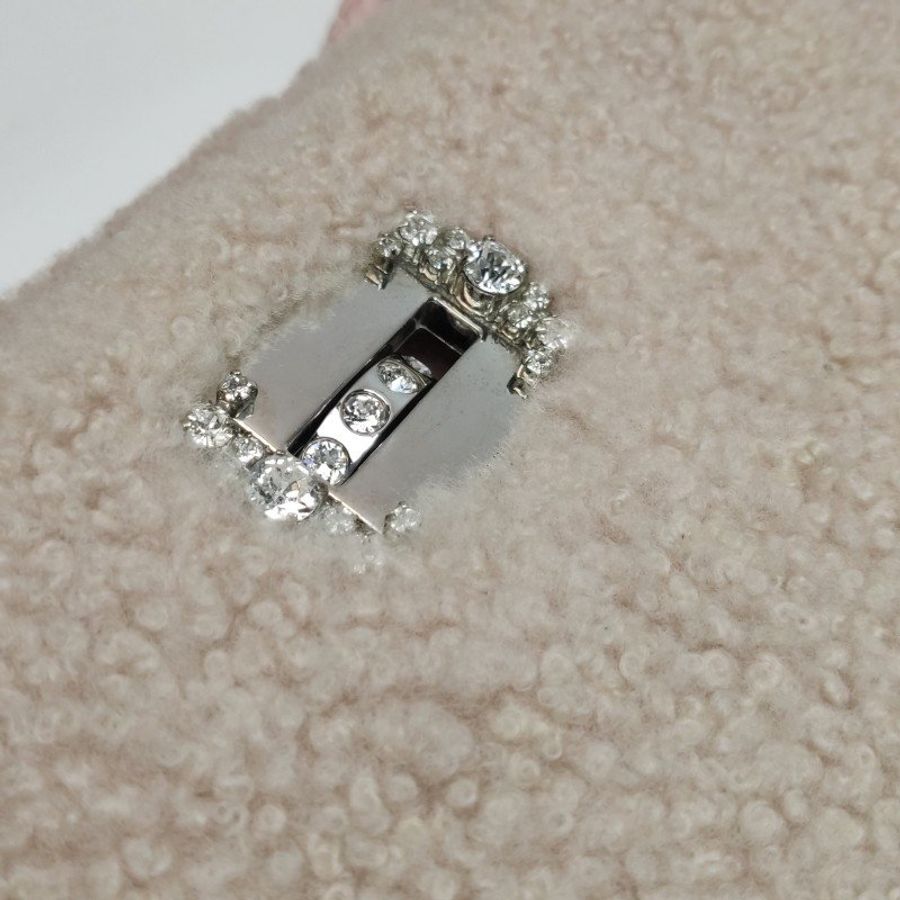 Miu Miu Miu Crystal系列羊皮毛絨珩縫鑽飾單肩包-13