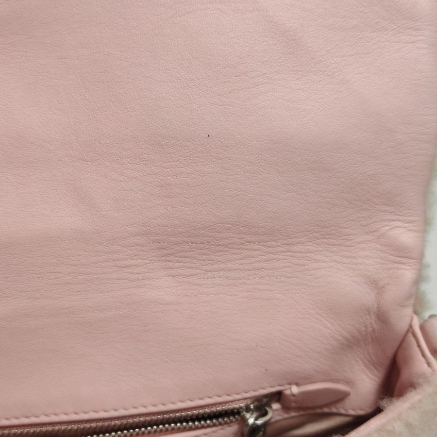 Miu Miu Miu Crystal系列羊皮毛絨珩縫鑽飾單肩包-17