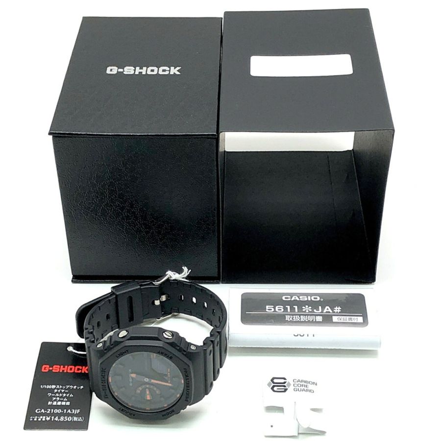 卡西歐 G-SHOCK GA-2100-1A4 霓虹系列八角形腕錶,橡木色,黑色/橙色,指針/數位雙顯,雙 LED 背光,2022 年 2 月發售,Mikunigaoka 專賣店有售。-9