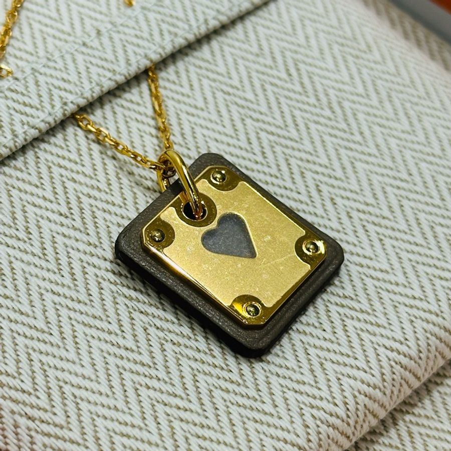 TK1914 HERMES 愛馬仕 玫瑰金心形牌項鏈AS DE COEUR PENDANT NECKLACE-16