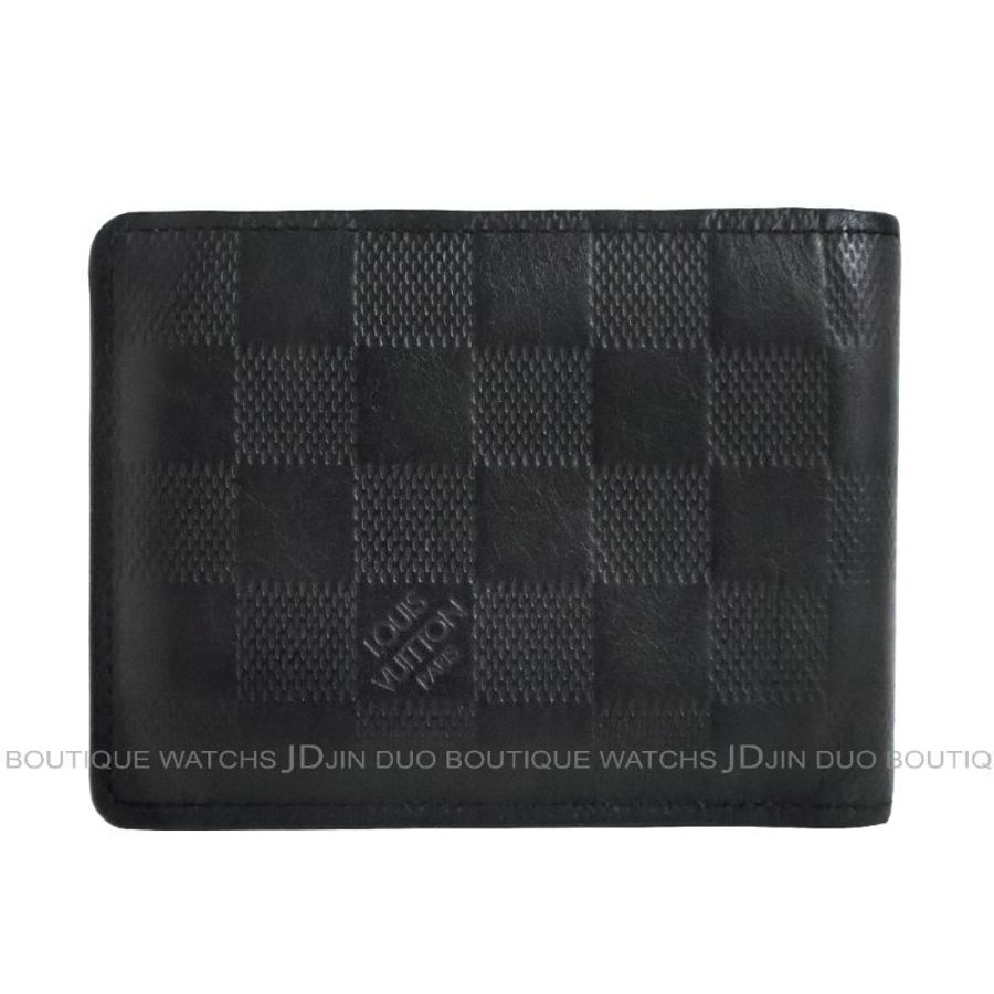 金鐸精品~C776 LOUIS VUUTTON LV 路易威登 N63124 黑色棋盤格壓紋小牛皮男士短夾-1