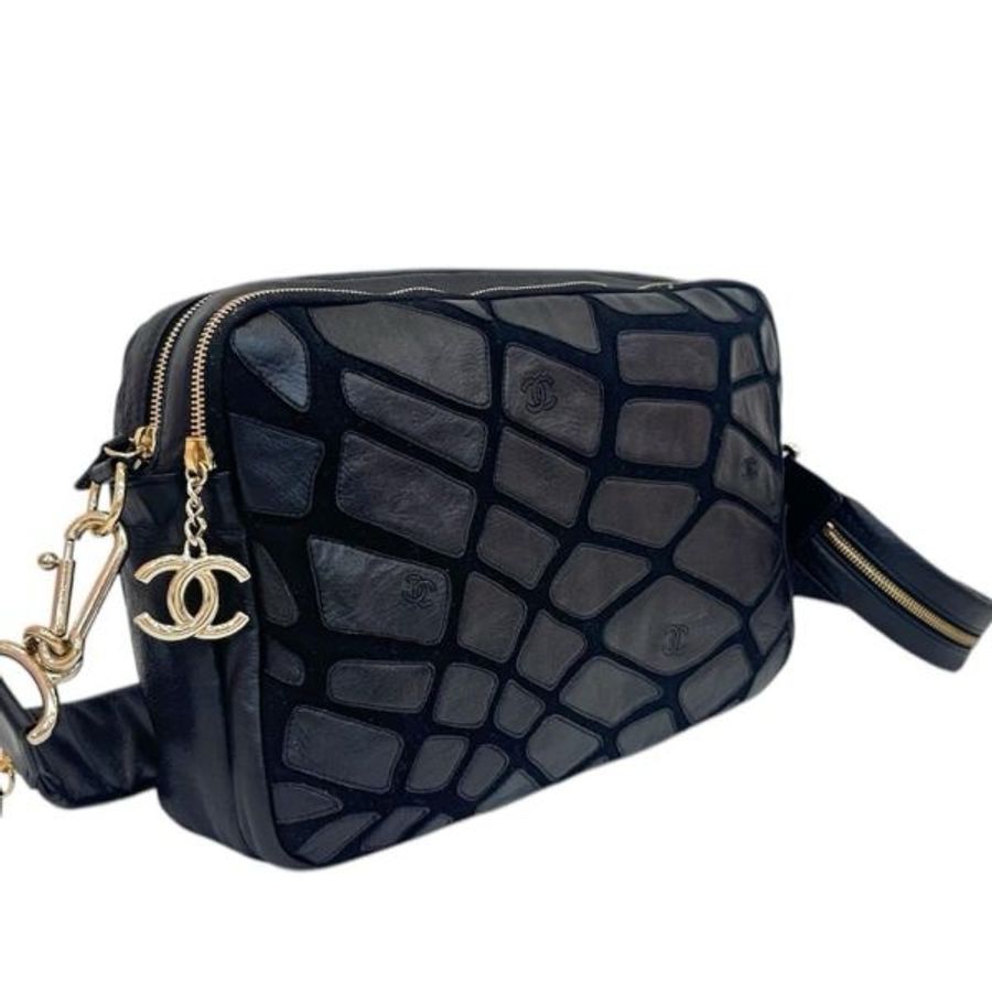 「限時優惠到4/30」Chanel 絨毛皮革拼色相機包 vintage 中古 二手 特價-5