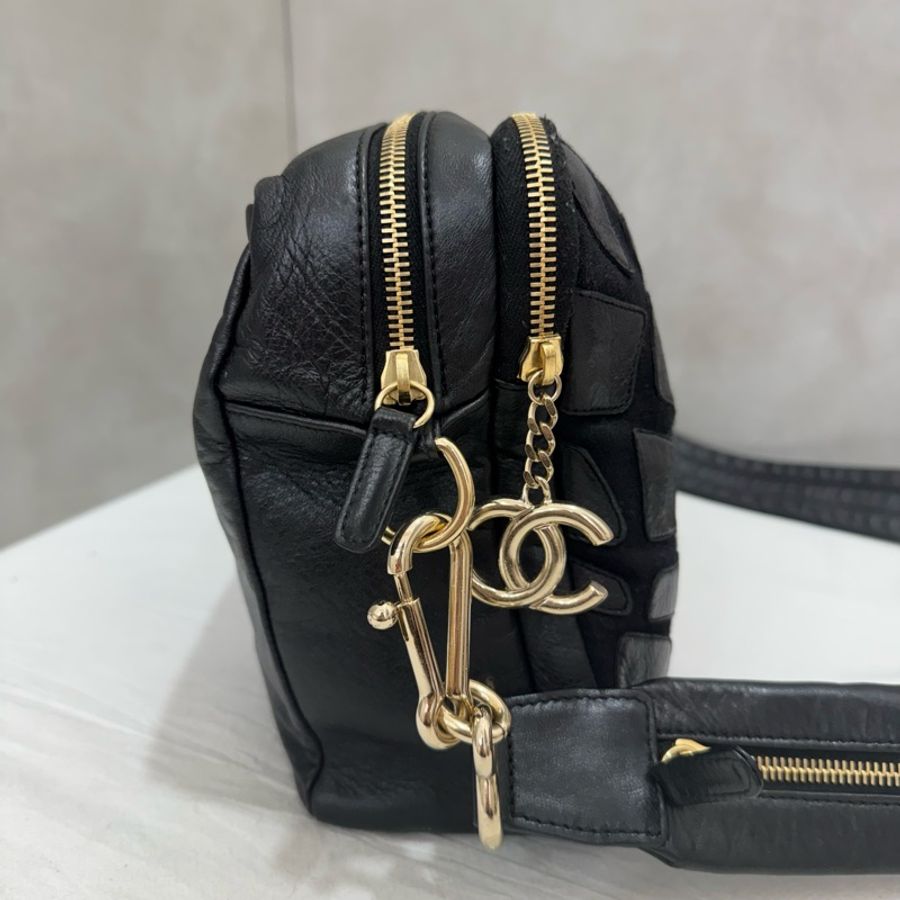 「限時優惠到4/30」Chanel 絨毛皮革拼色相機包 vintage 中古 二手 特價-8