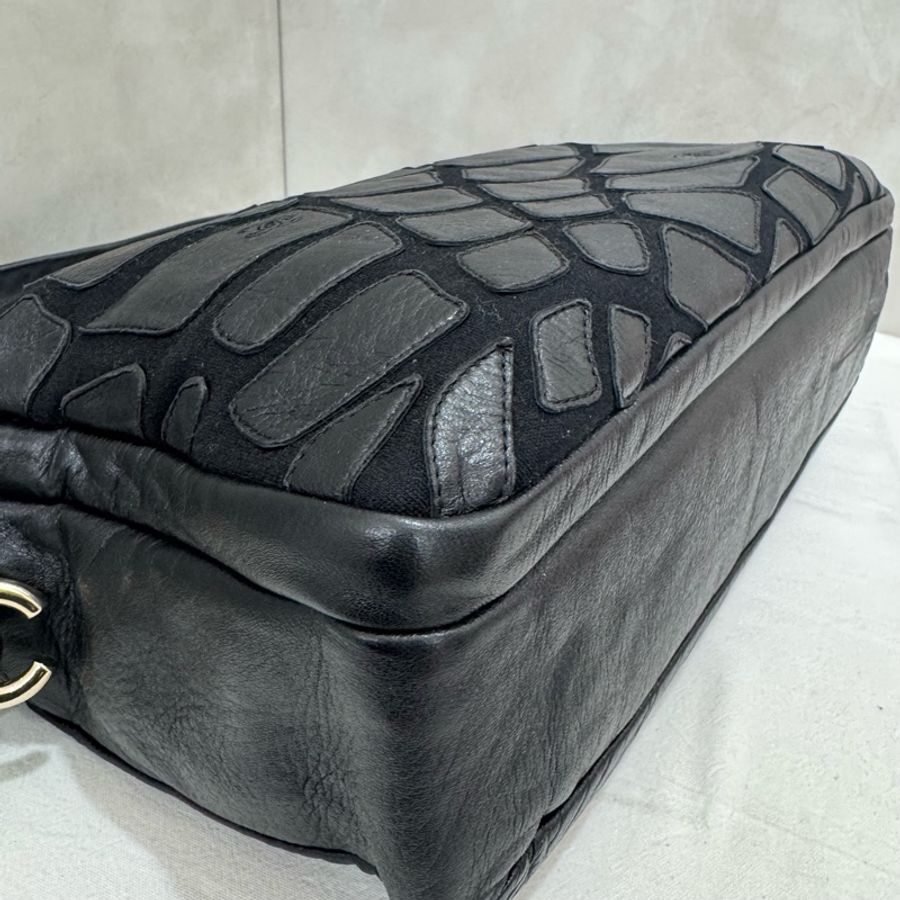 「限時優惠到4/30」Chanel 絨毛皮革拼色相機包 vintage 中古 二手 特價-16