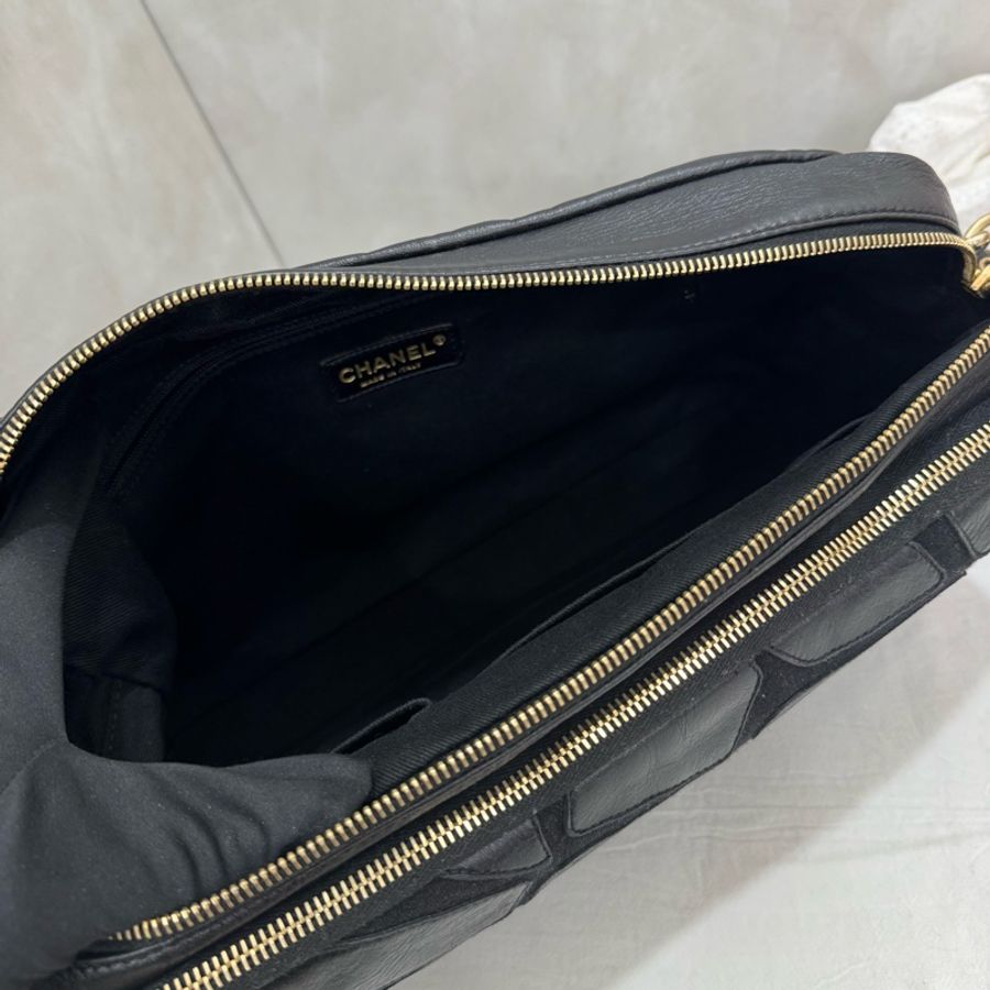 「限時優惠到4/30」Chanel 絨毛皮革拼色相機包 vintage 中古 二手 特價-21