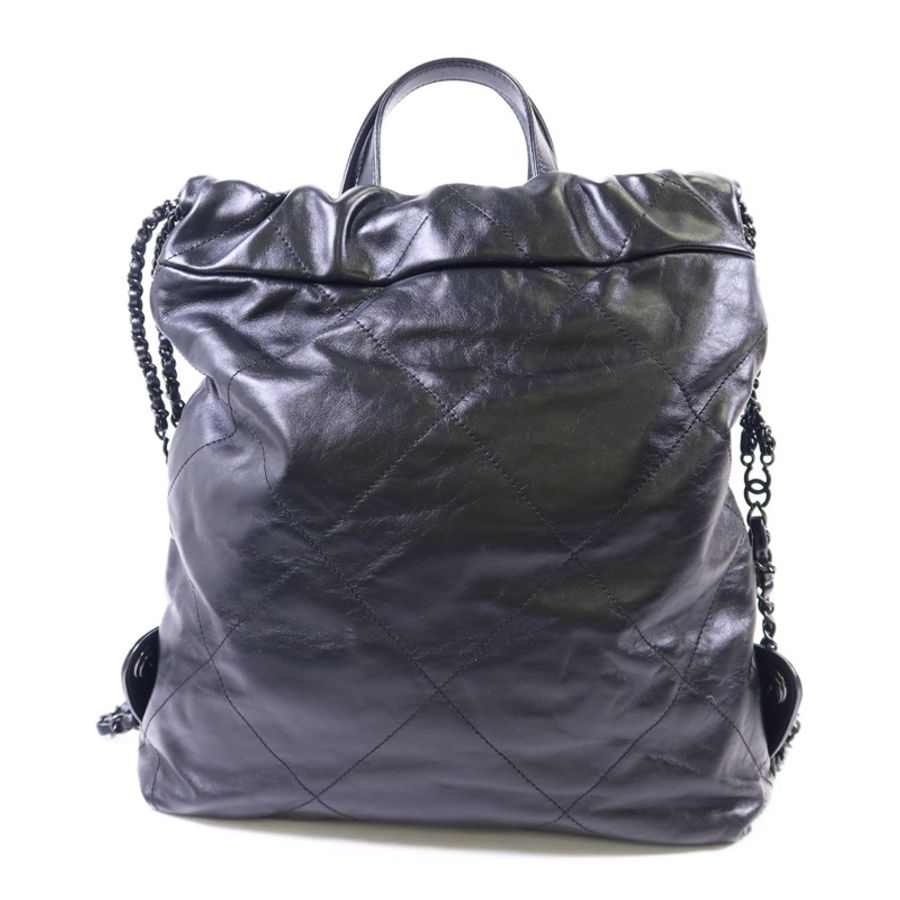CHANEL 牛皮皮革Chanel 22銀扣鏈帶背包-1
