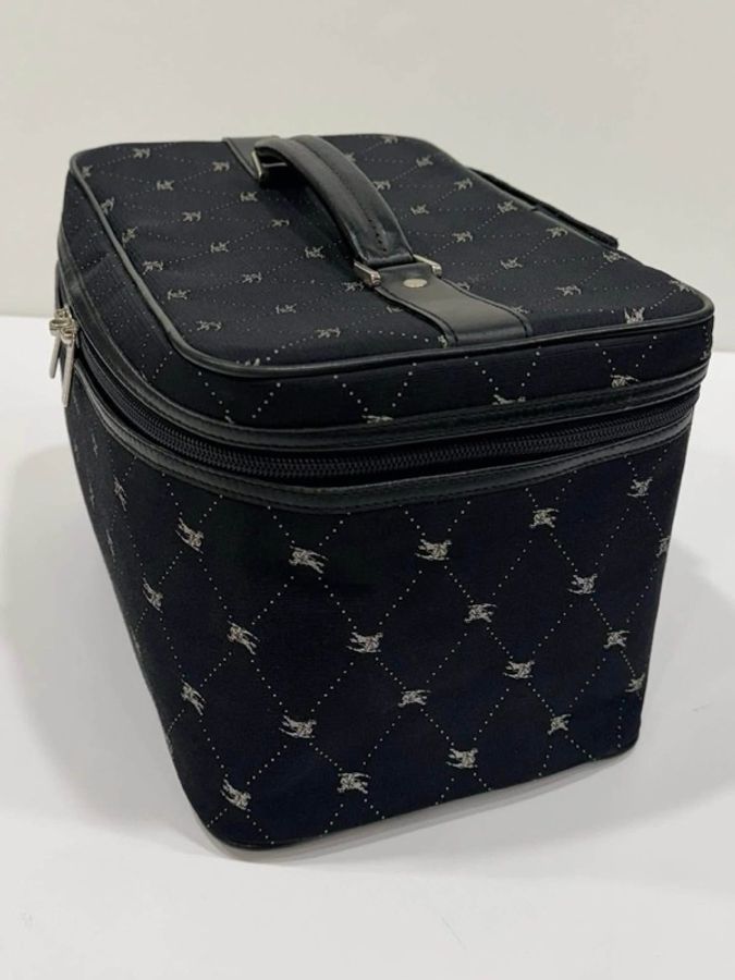 BURBERRY 藍標 滿版戰馬旅行箱用輔助手提箱 化妝箱 黑-6