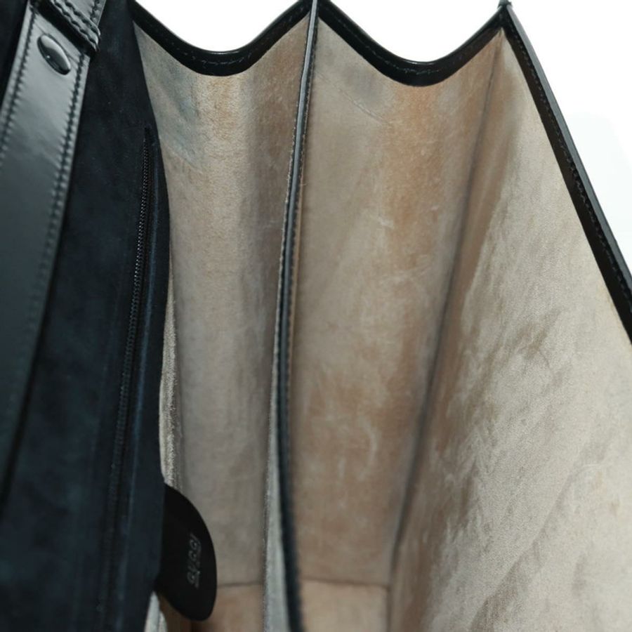 【日本直送】GUCCI 竹節手提包 琺瑯 兩用 黑色 金色 015 1046 3304 Auth bs32052-24