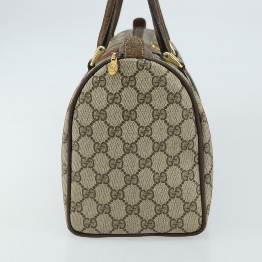 【日本直送】GUCCI GG Supreme Web Sherry Line 波士頓包 PVC 米色 金色 378 02 07 正品 159211-2