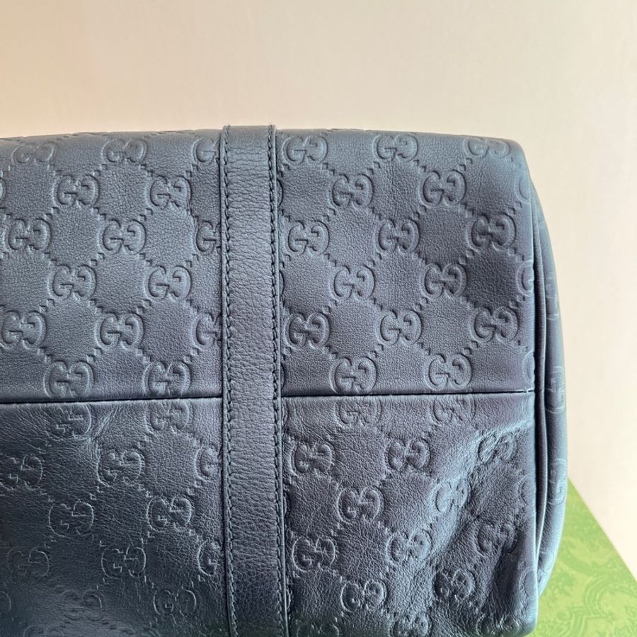 Gucci 古馳黑色壓紋波士頓手提包 無肩帶 約34*20*25 自配個寬肩帶超級好用-6