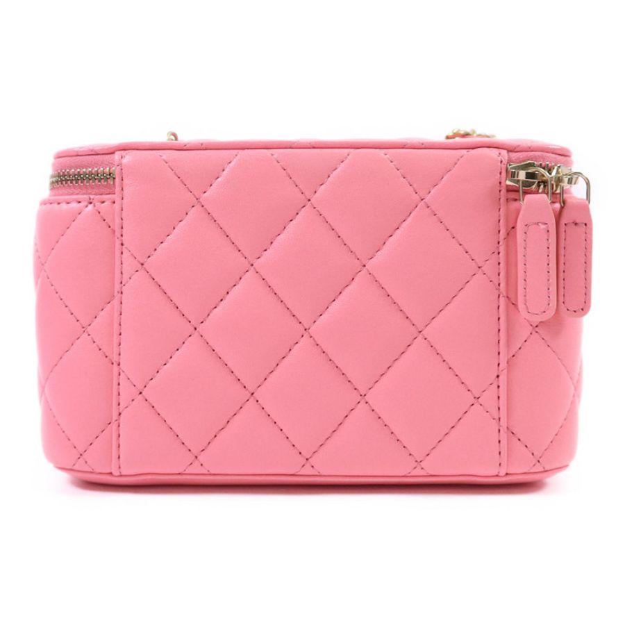 CHANEL 牛皮皮革Vanity Case金扣鏈帶肩背袋-1