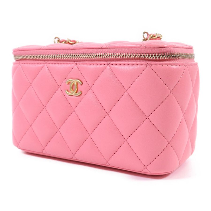 CHANEL 牛皮皮革Vanity Case金扣鏈帶肩背袋-2