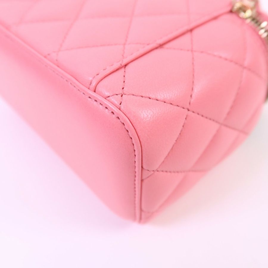 CHANEL 牛皮皮革Vanity Case金扣鏈帶肩背袋-12