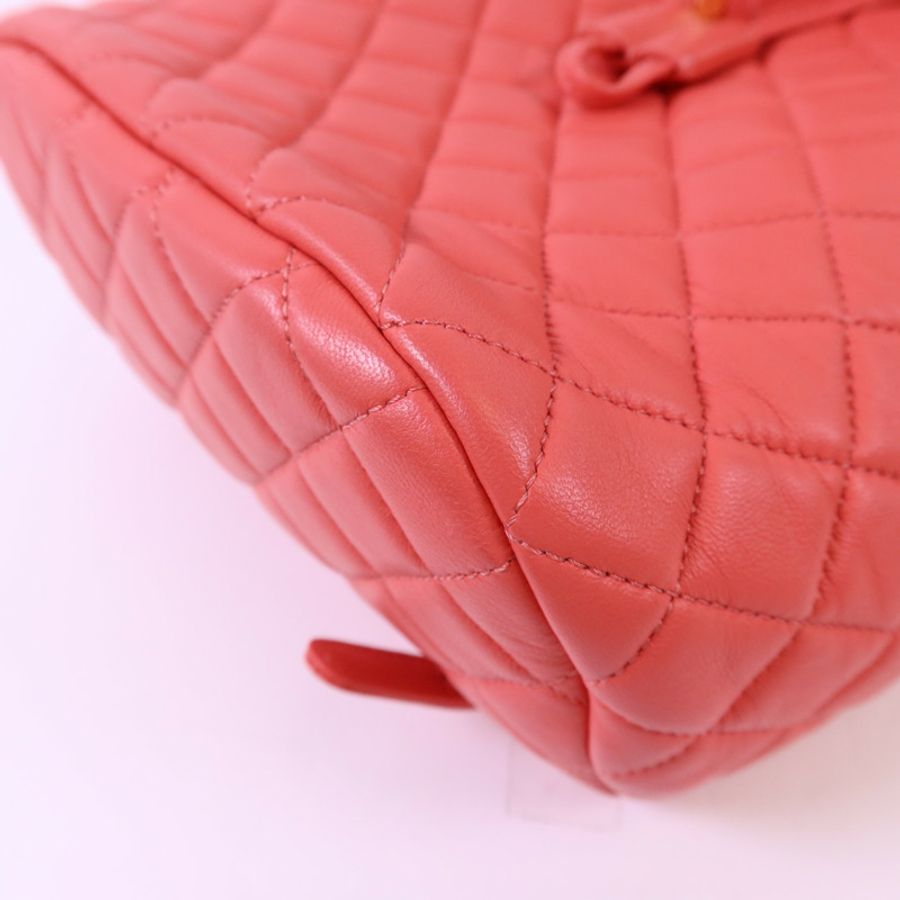CHANEL 羊皮皮革Backpack金扣背包-10