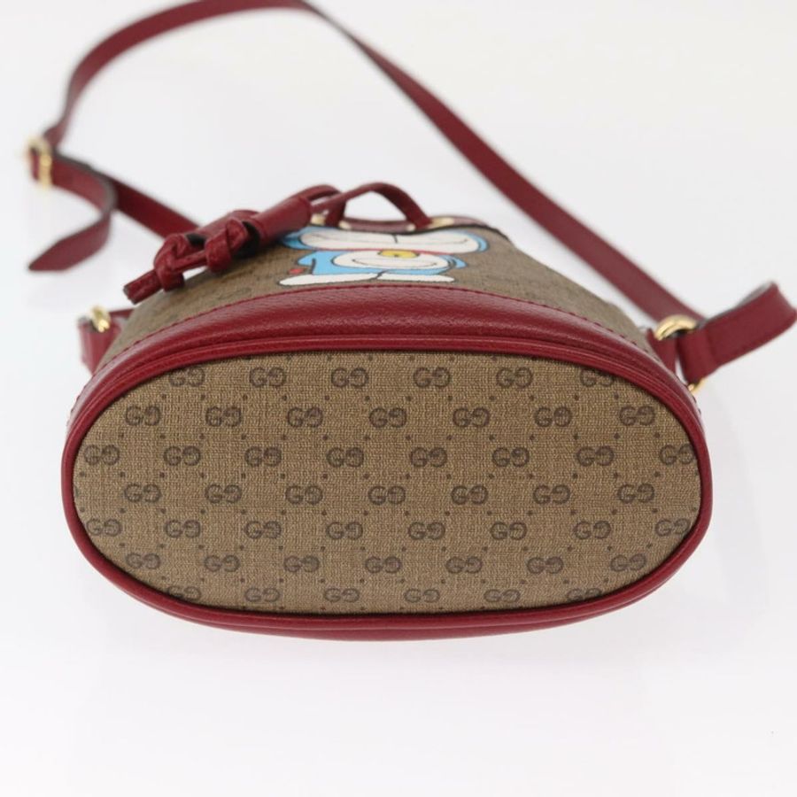 【日本直送】GUCCI Micro GG Supreme哆啦A夢肩包 PVC 米色 金色 647801 正品 161141SM-4