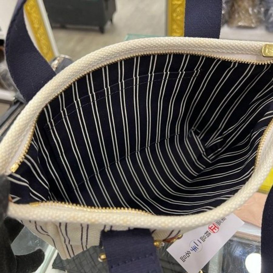 東區正精品㊣LV M40134 CABAS PM NAVY STRIPED 白色併海軍藍色條紋帆布包金牌手提包小款 RZ5275-3