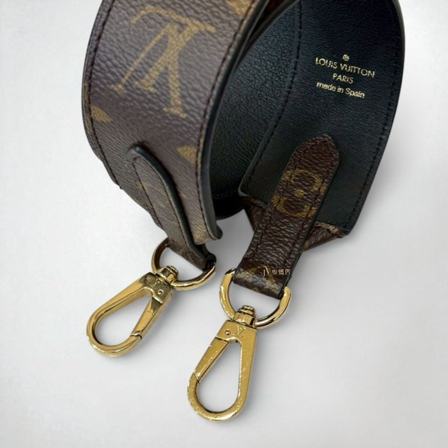 JS1258-LV 原花拼黑牛皮Monogram雙面寬背帶 J02288-2