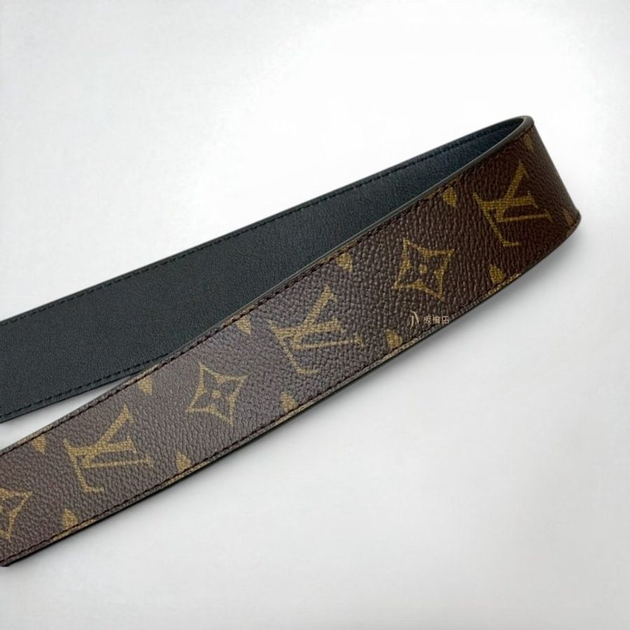 JS1258-LV 原花拼黑牛皮Monogram雙面寬背帶 J02288-4