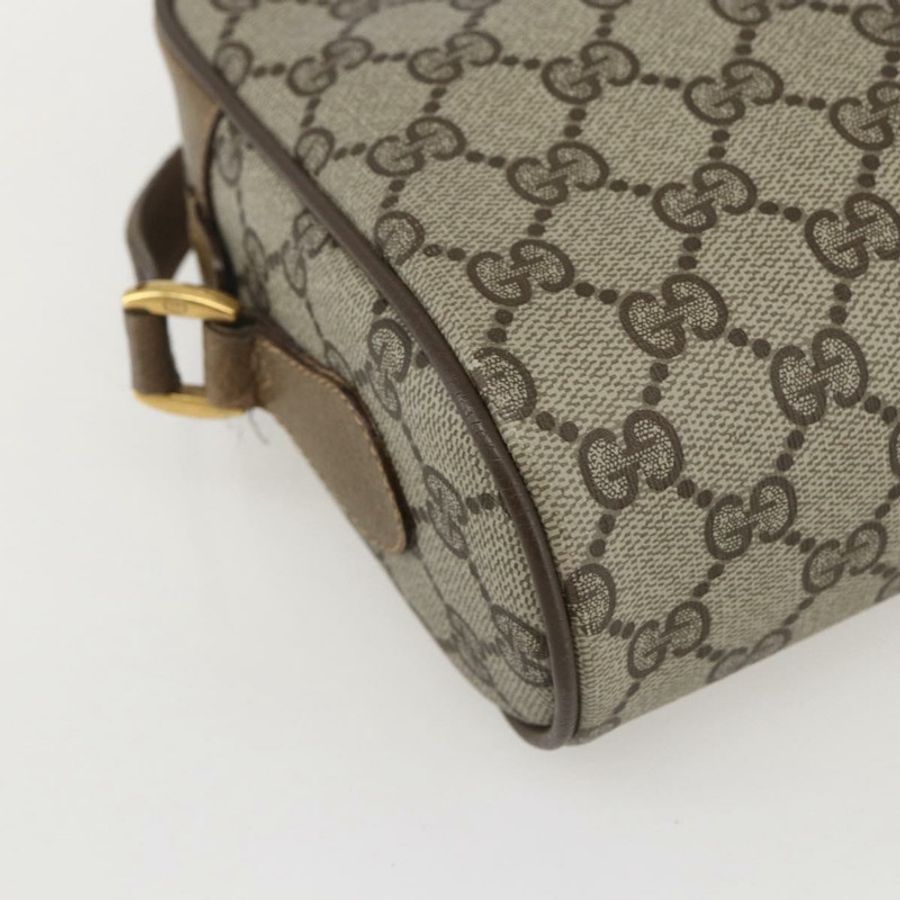 【日本直送】GUCCI GG Supreme Web Sherry Line 手提包 PVC 米色 金色 56 02 087 Auth am10340-15