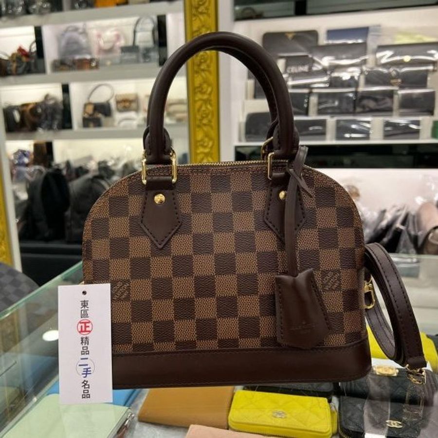 東區正精品㊣LV N41221 Alma BB 咖啡格手提包斜背包兩用包 RZ5111-0