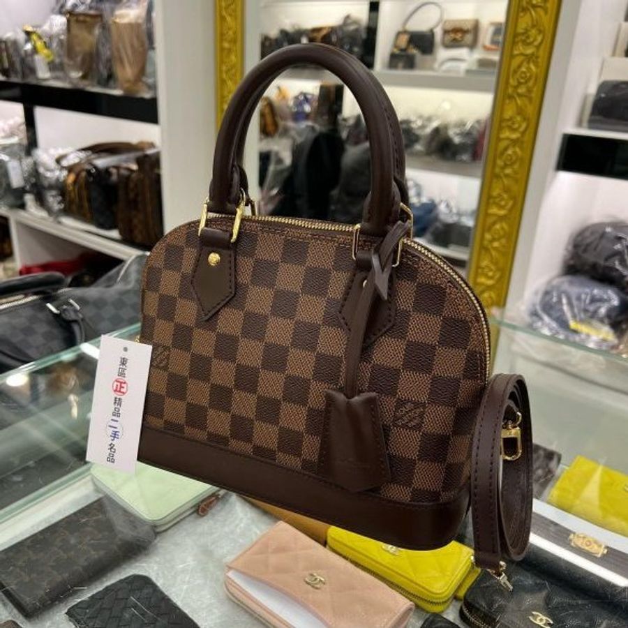 東區正精品㊣LV N41221 Alma BB 咖啡格手提包斜背包兩用包 RZ5111-2