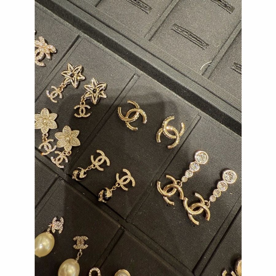Chanel淡金經典大LOGO耳環-3