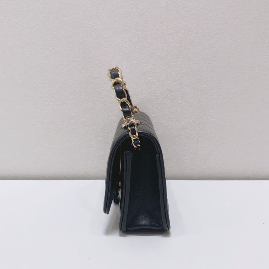 CHANEL 羊皮23手柄woc手機包黑色金扣肩背斜背包16×4×9 99新配件塵袋盒子購證-3