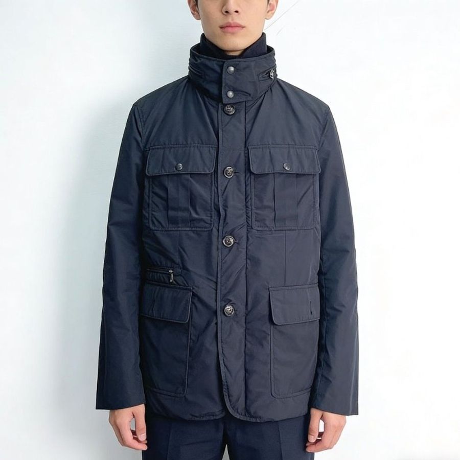 Moncler 男款黑色雙層領羽絨外套 衣長80cm,胸圍110cm, 9新 配件塵袋-0